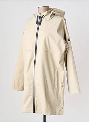 Imperméable capuche intégrée dans le col a capuche beige ELLE EST OU LA MER femme