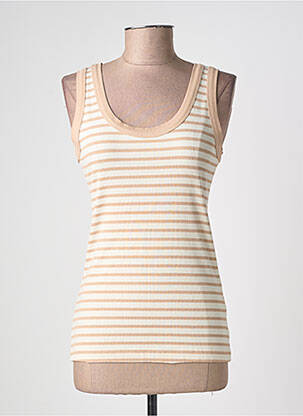 Débardeur tissage côtelé sans manche beige IZZY femme