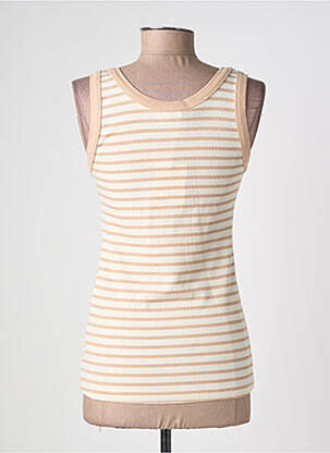 Débardeur tissage côtelé sans manche beige IZZY femme