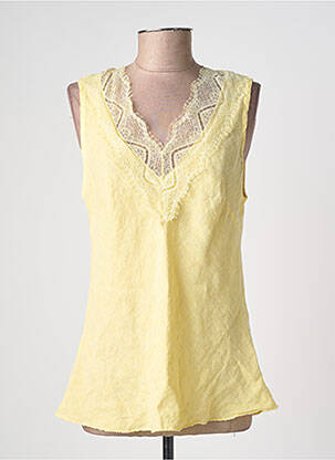 Top col v sans manche jaune IZZY femme