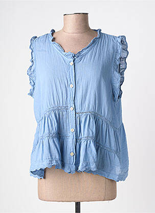 Top col v sans manche bleu ANDROMEDE femme