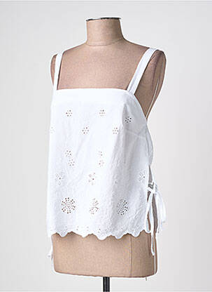 Top col carré sans manche blanc ANDROMEDE femme