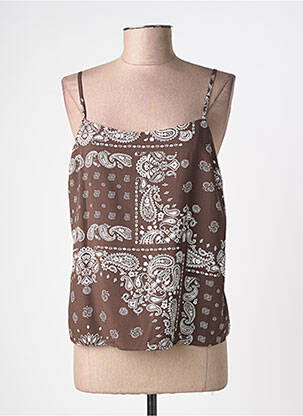 Top manches bretelles ajustables fines bretelles marron ONLY femme