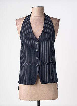 Top col v sans manche bleu KILKY femme