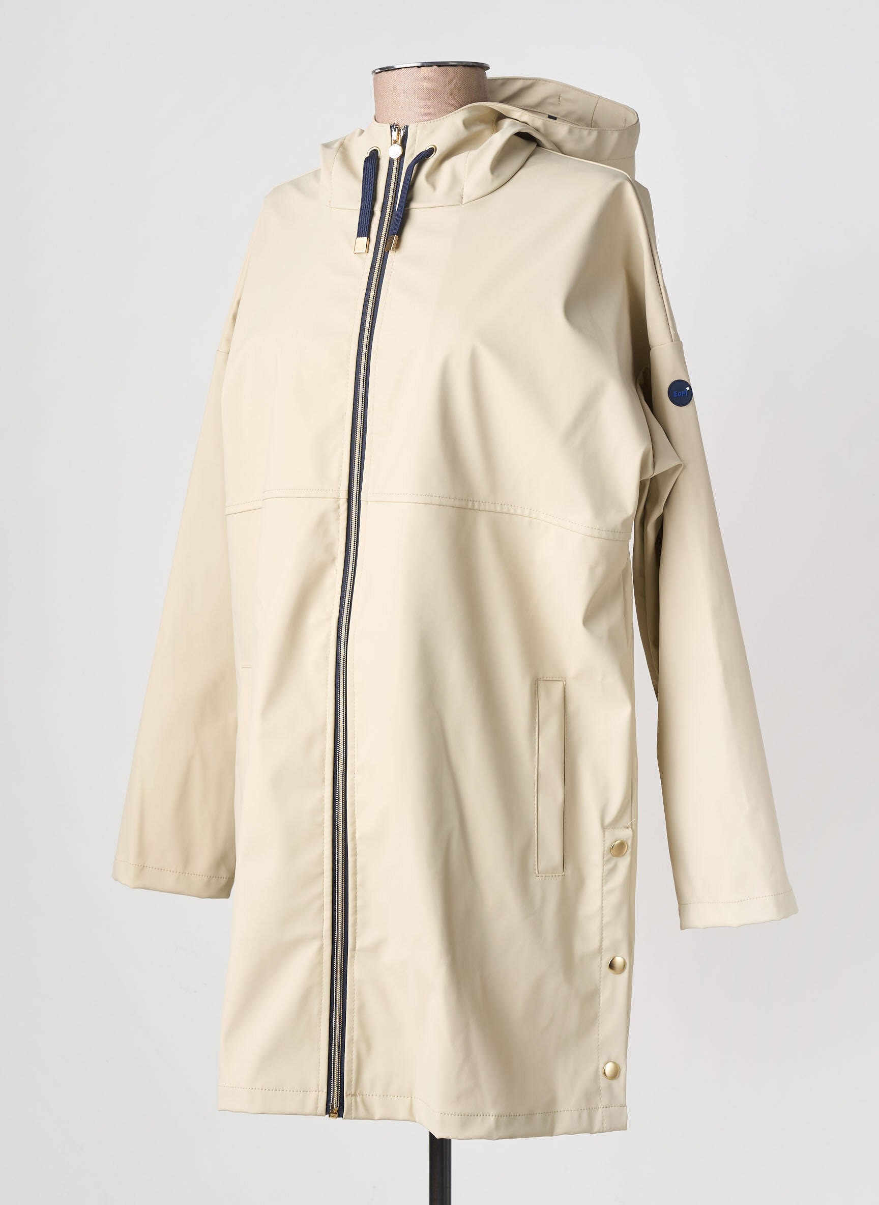 Imperméable fermeture zippée sur le devant a capuche beige ELLE EST OU LA MER femme