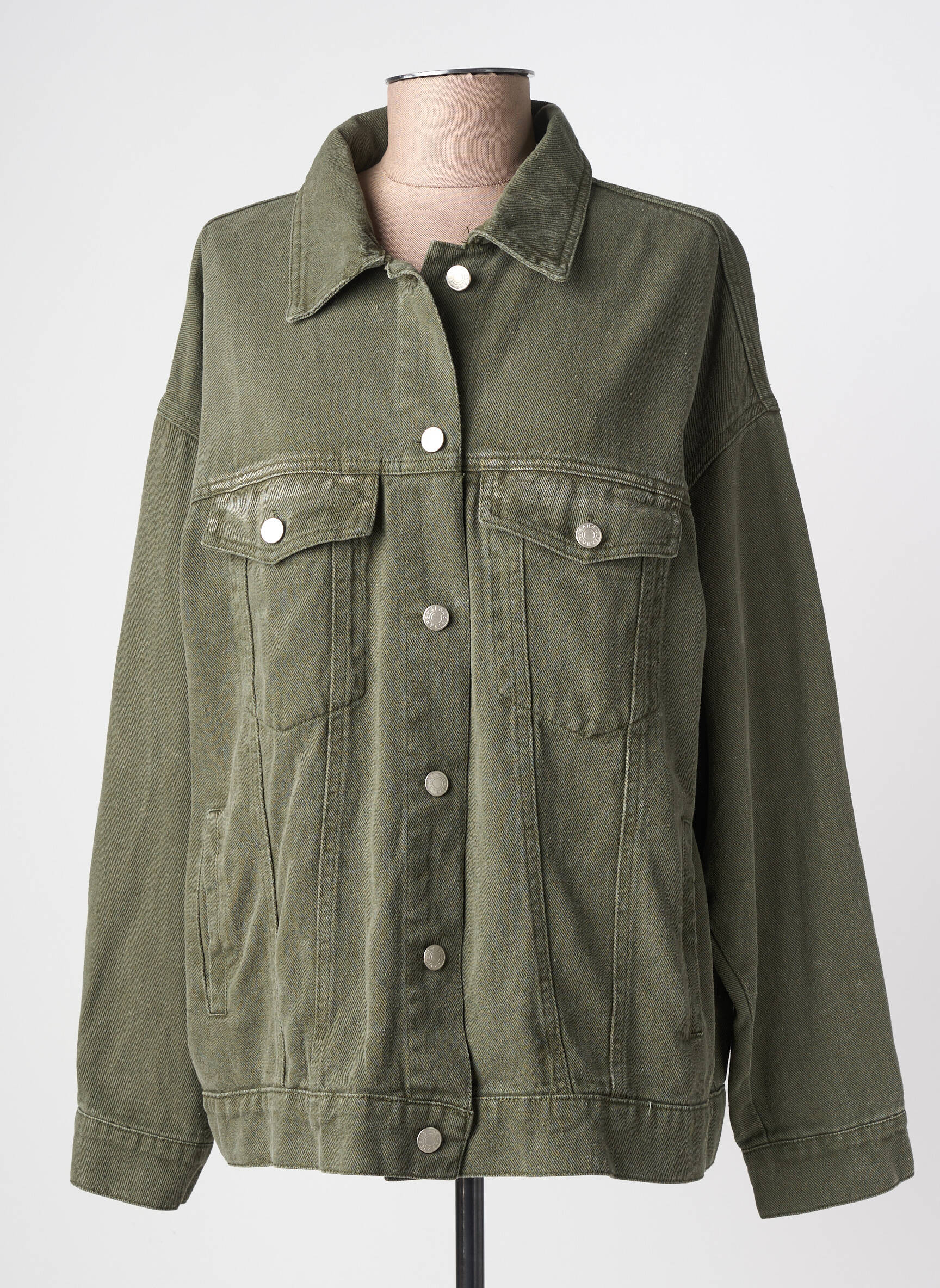Veste casual poignets boutonnés avec fente vert KILKY femme