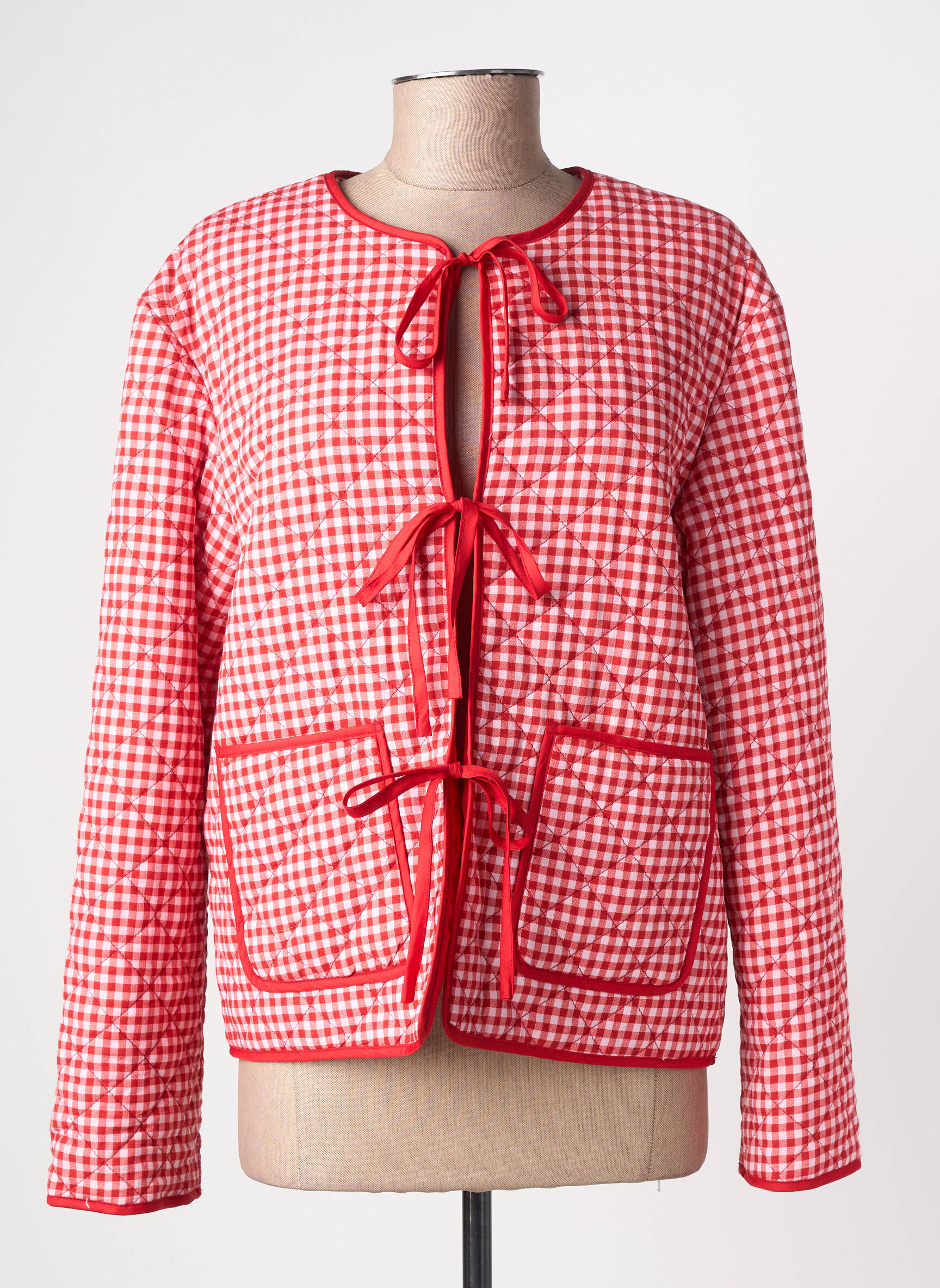 Veste casual col rond rouge PIECES femme
