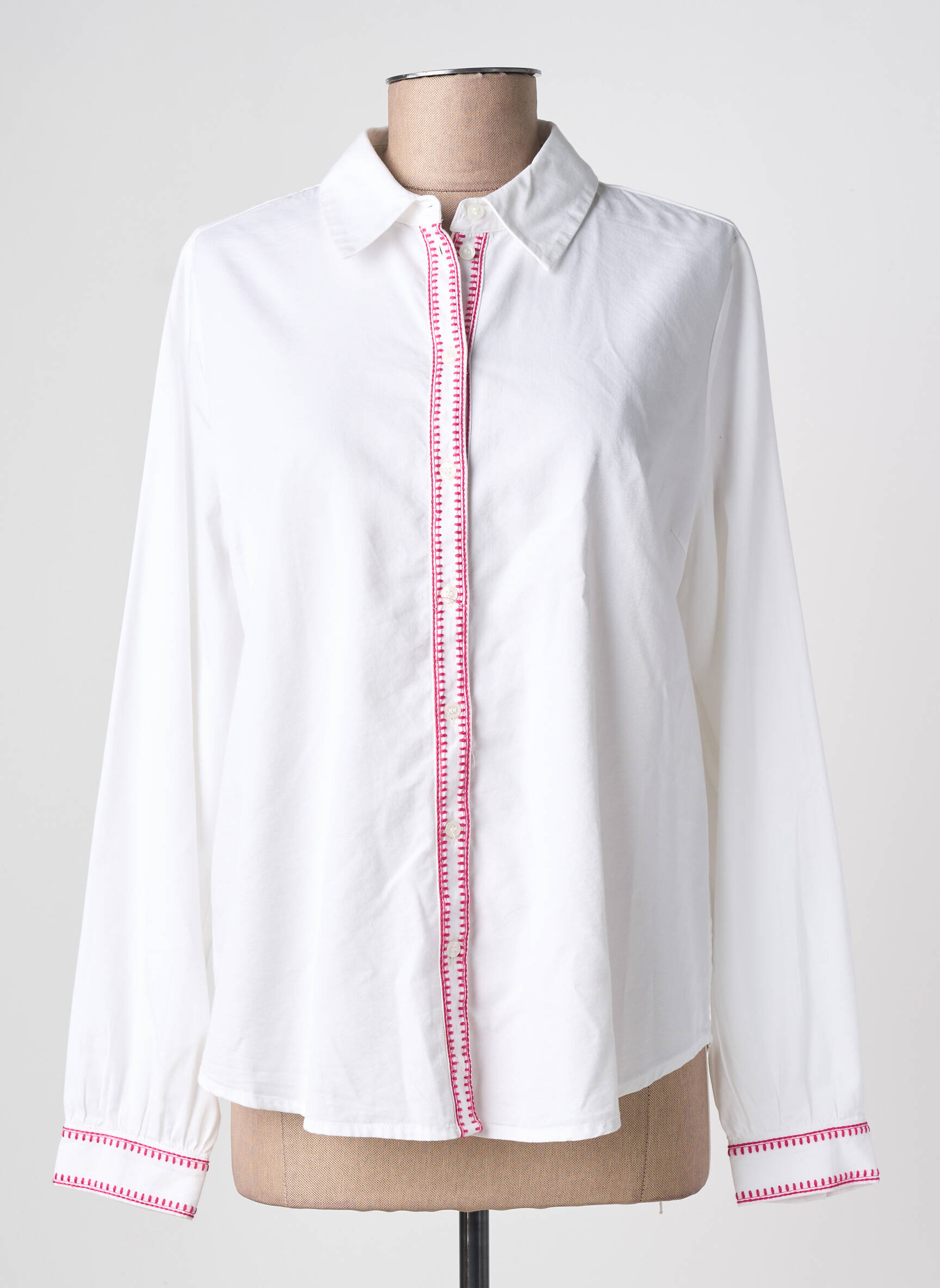 Chemisier coupe droite manches longues blanc PIECES femme