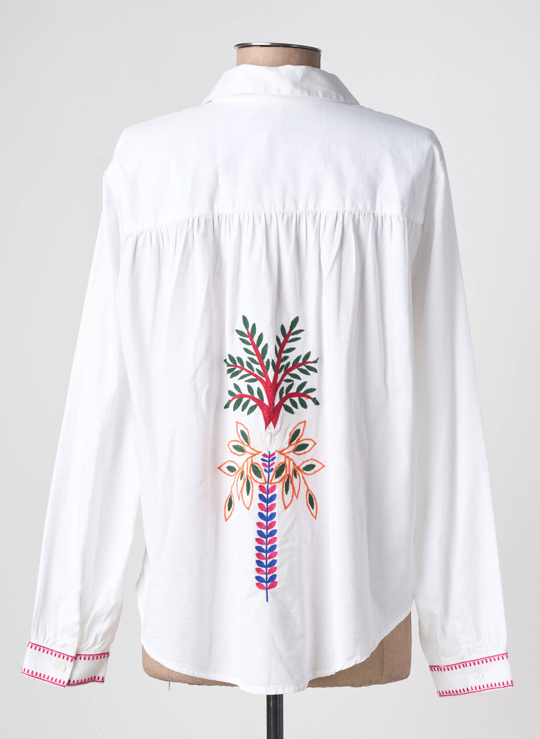 Chemisier coupe droite manches longues blanc PIECES femme