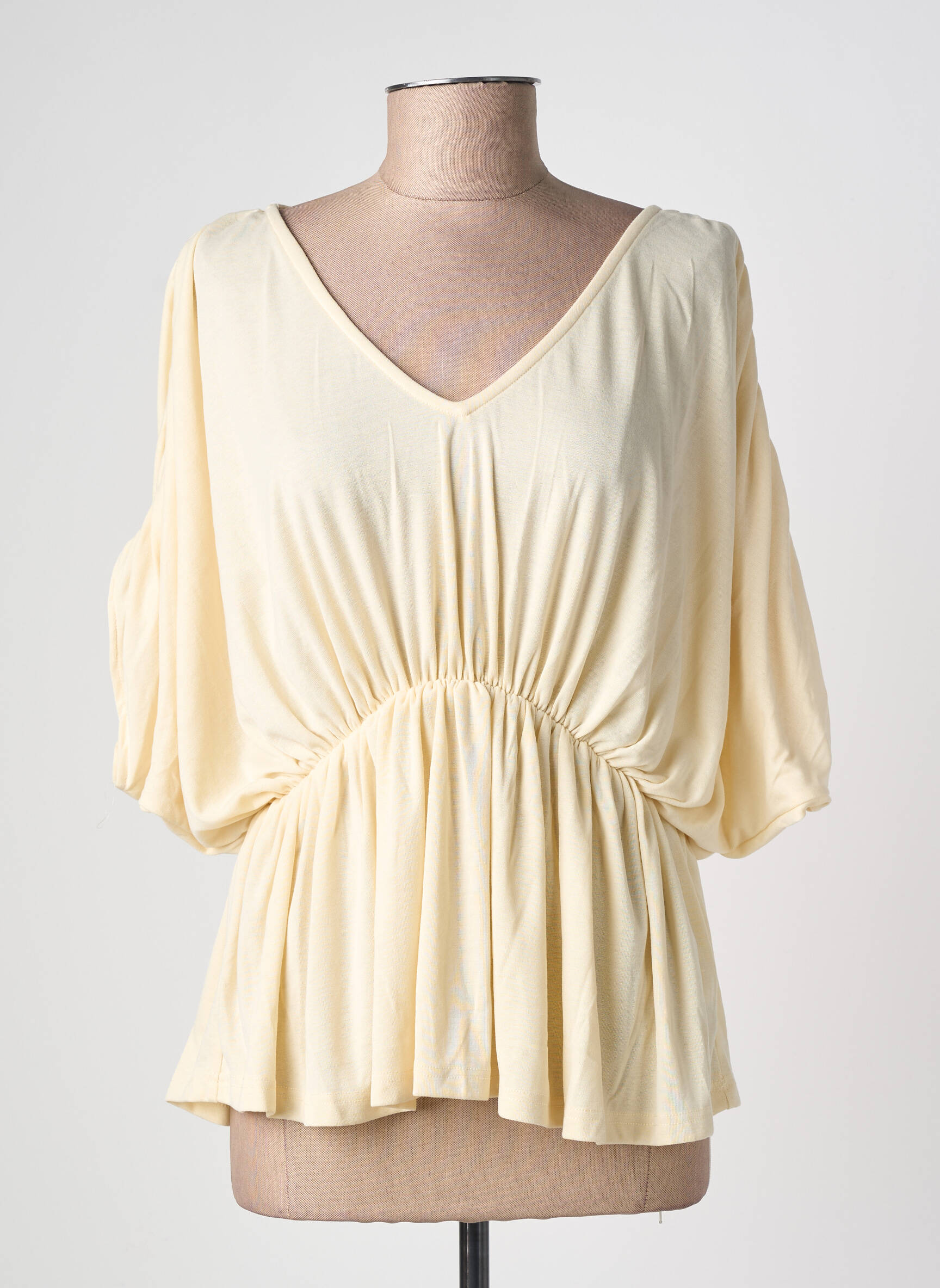 Top stretch manches courtes jaune JUBYLEE femme