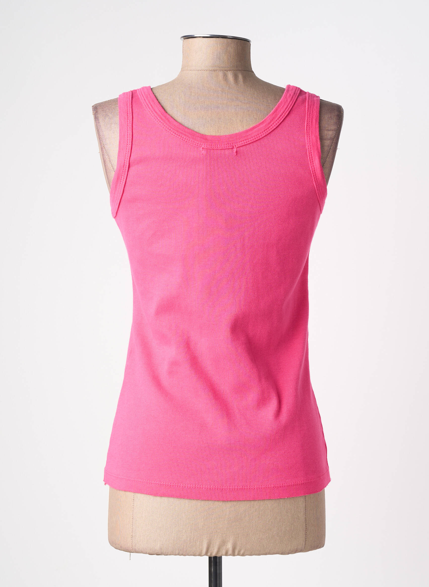 Débardeur tissage côtelé sans manche rose IZZY femme