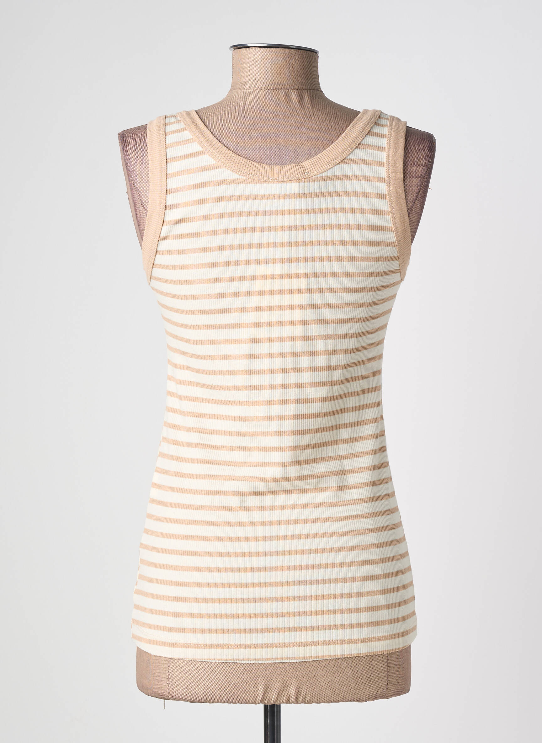 Débardeur tissage côtelé sans manche beige IZZY femme