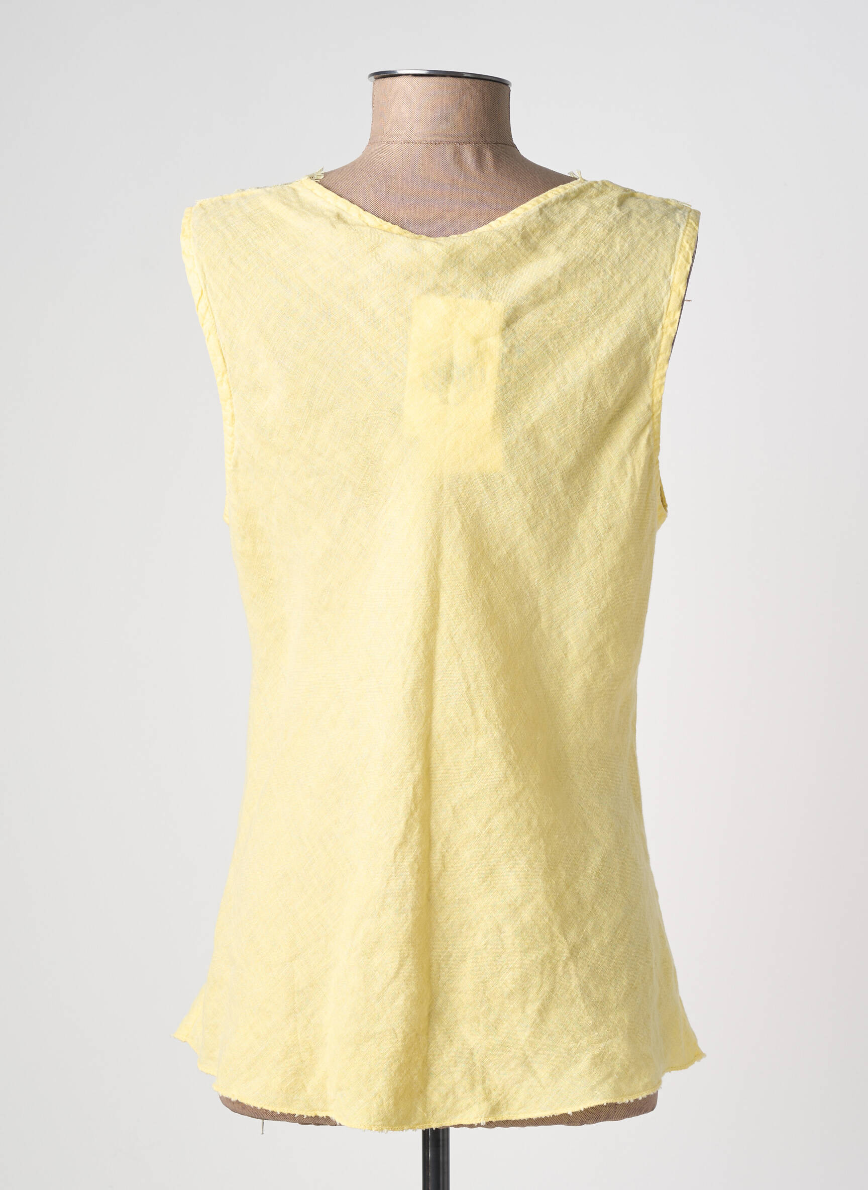 Top col v sans manche jaune IZZY femme