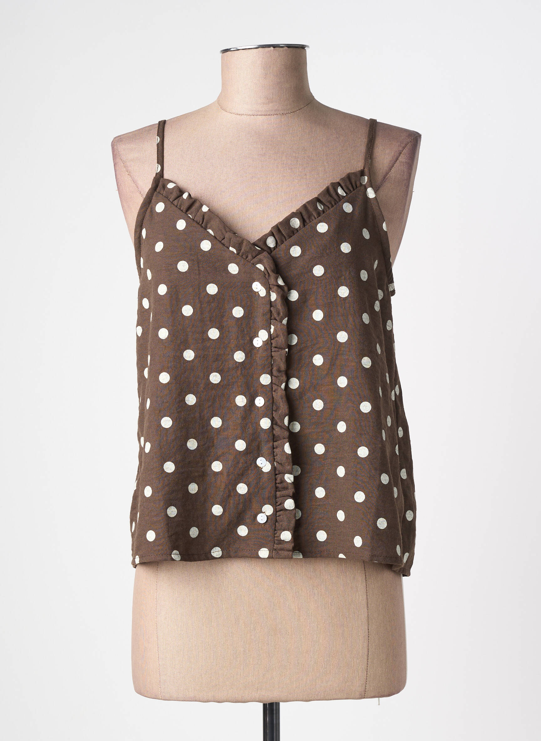 Top manches bretelles ajustables sans manche marron JUBYLEE femme