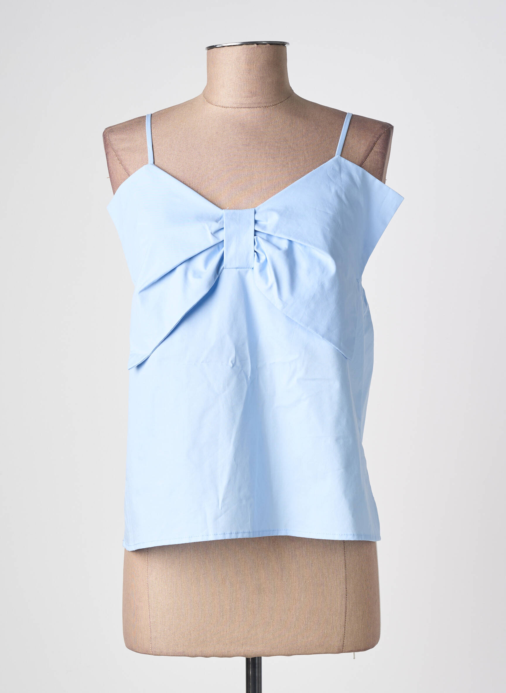 Top col v fines bretelles bleu KILKY femme