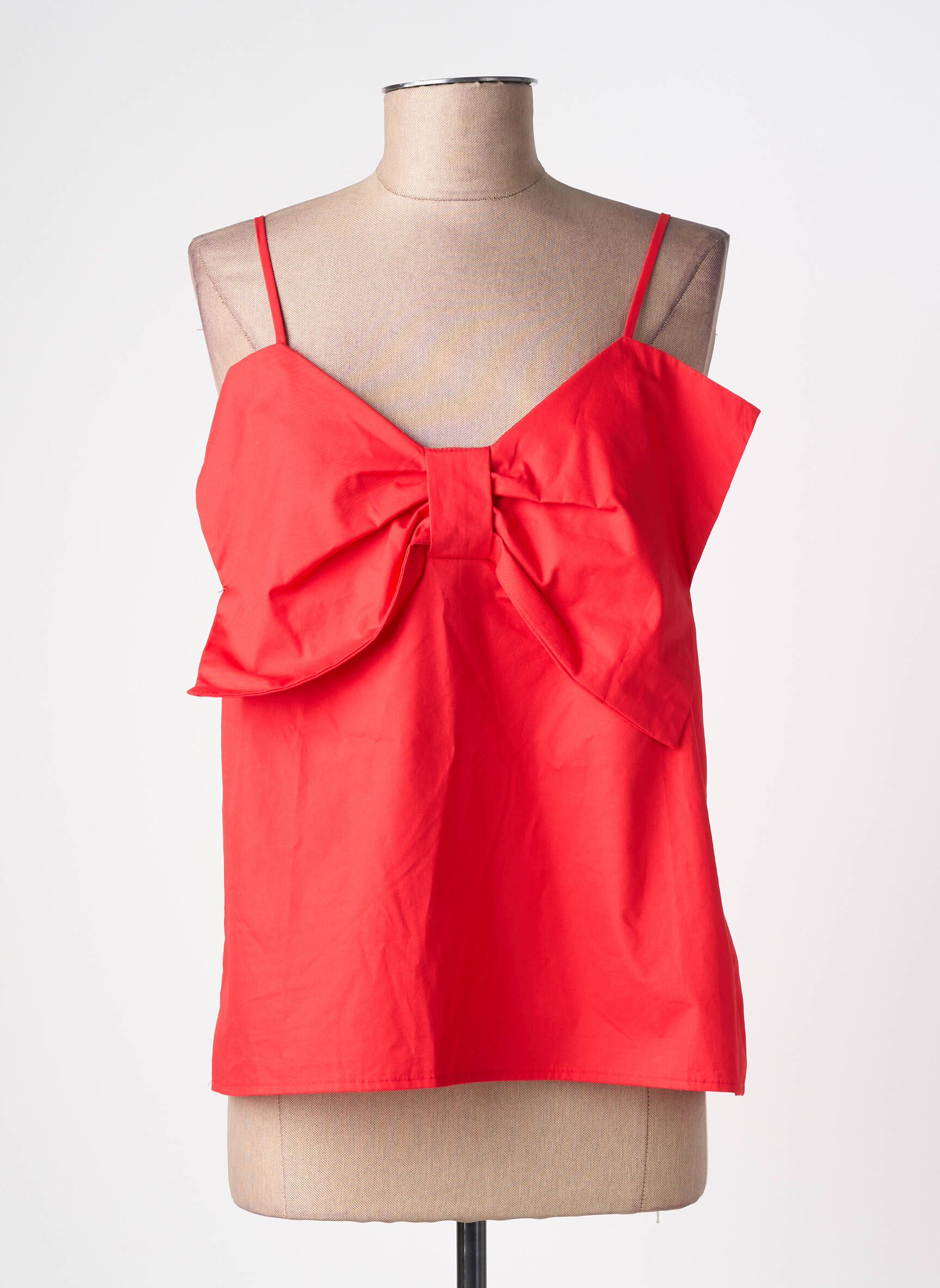 Top col v fines bretelles rouge KILKY femme