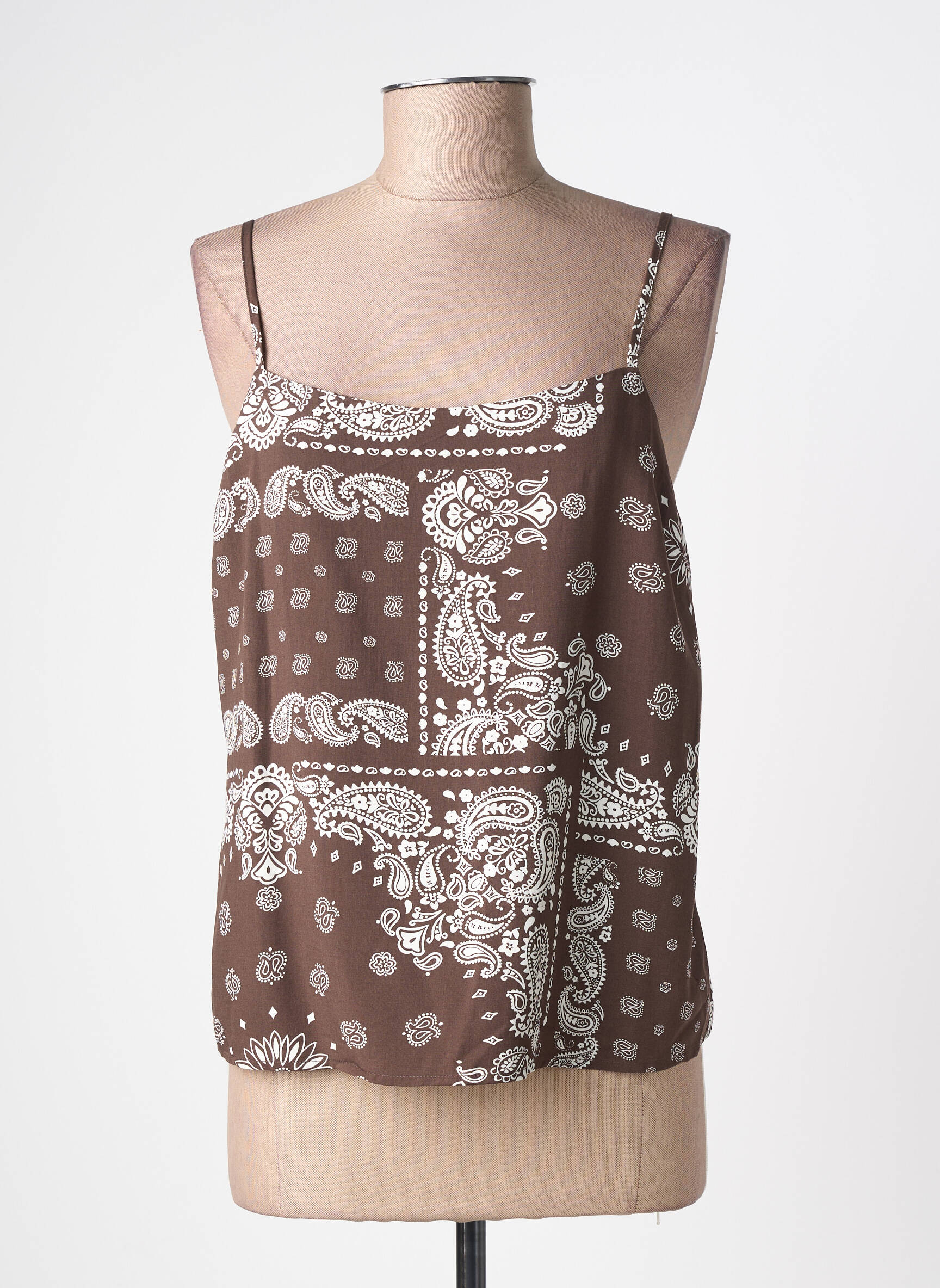 Top manches bretelles ajustables fines bretelles marron ONLY femme
