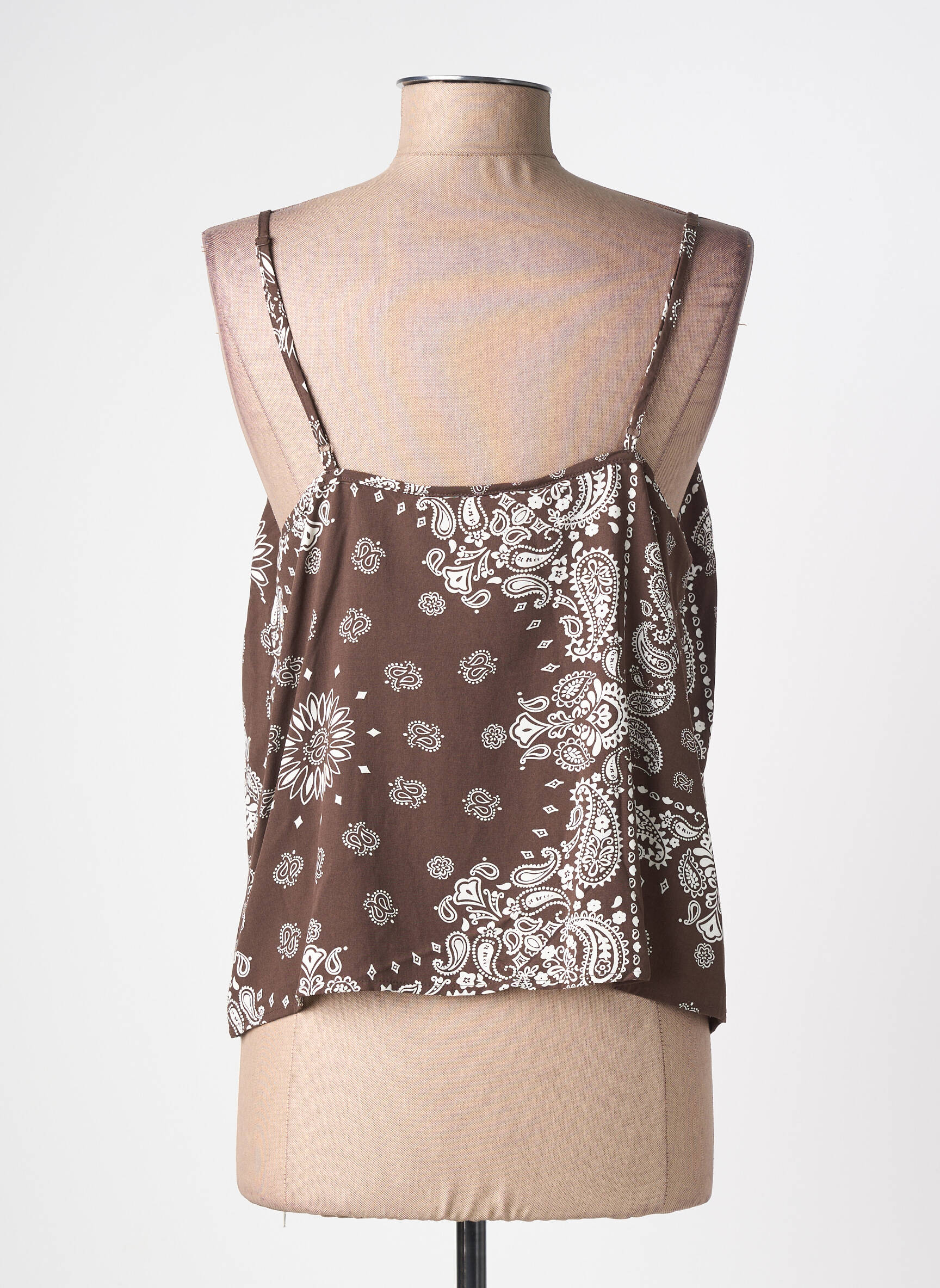 Top manches bretelles ajustables fines bretelles marron ONLY femme