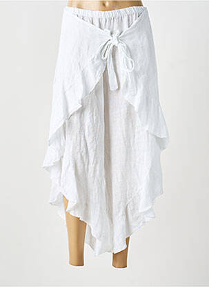 Pantacourt taille élastique taille normale blanc PURO LINO femme