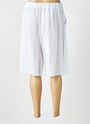 Bermuda taille élastique taille normale blanc PURO LINO femme