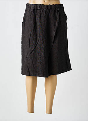 Bermuda taille élastique taille normale marron PURO LINO femme