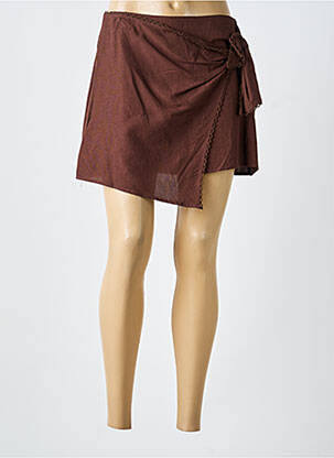 Jupe short coupe droite marron KILKY femme