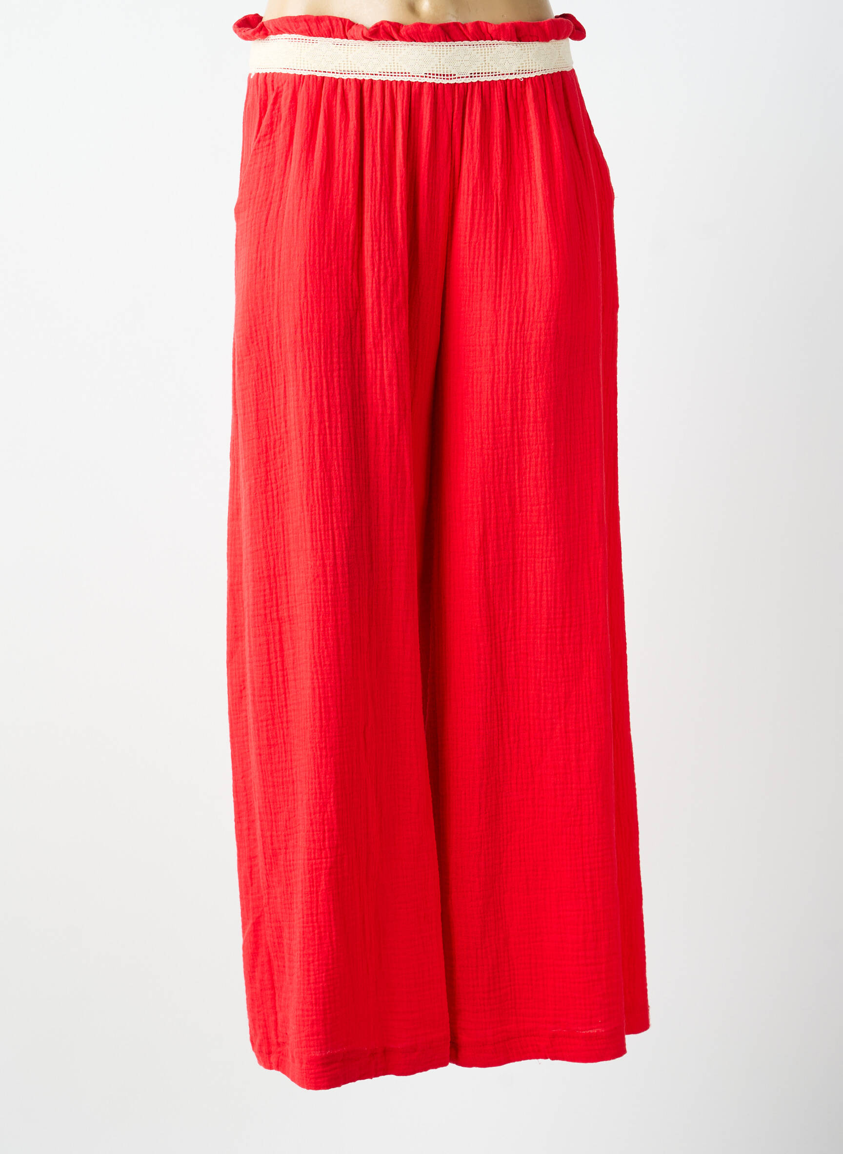 Pantalon droit stretch taille normale rouge KILKY femme