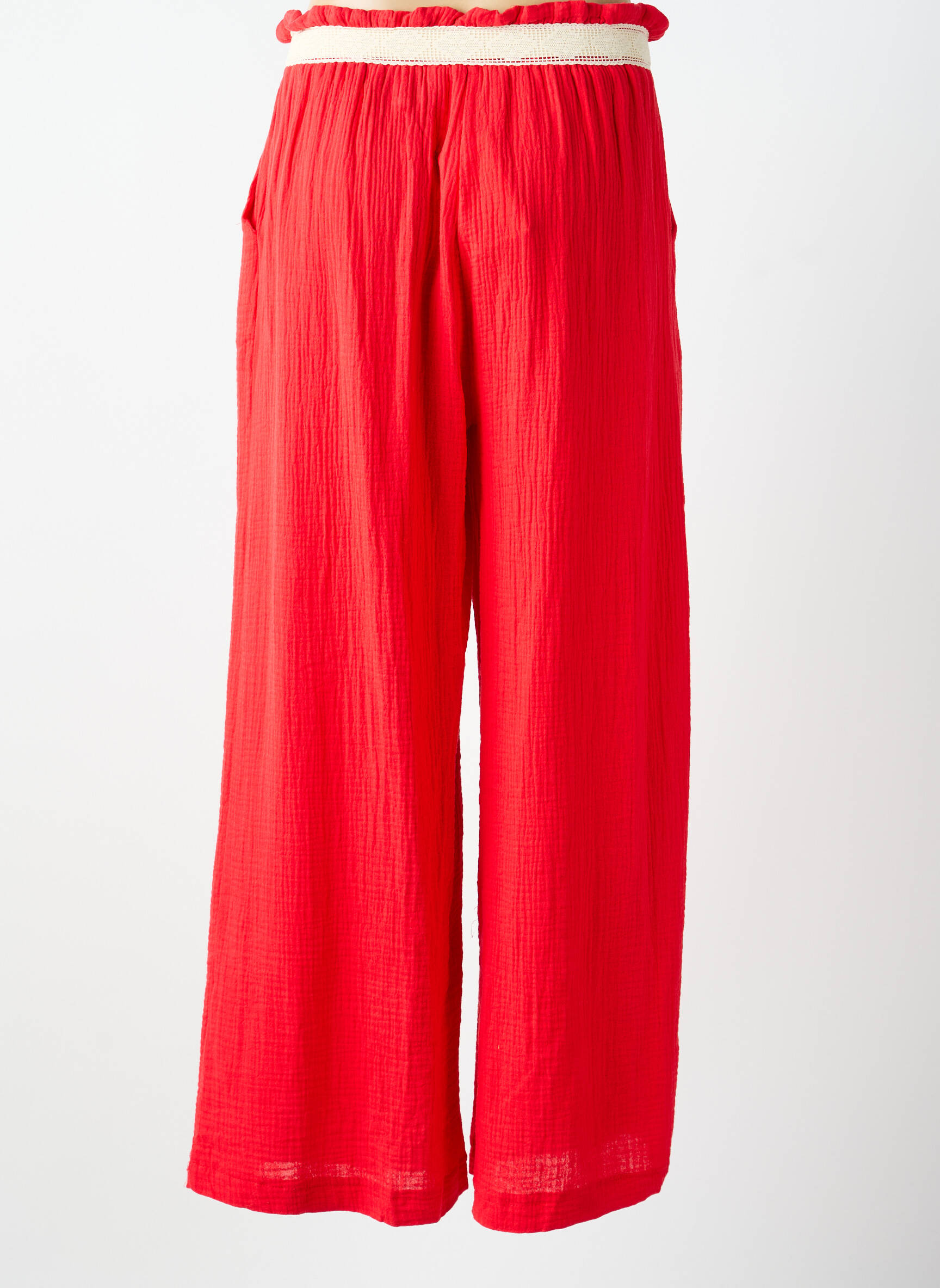 Pantalon droit stretch taille normale rouge KILKY femme