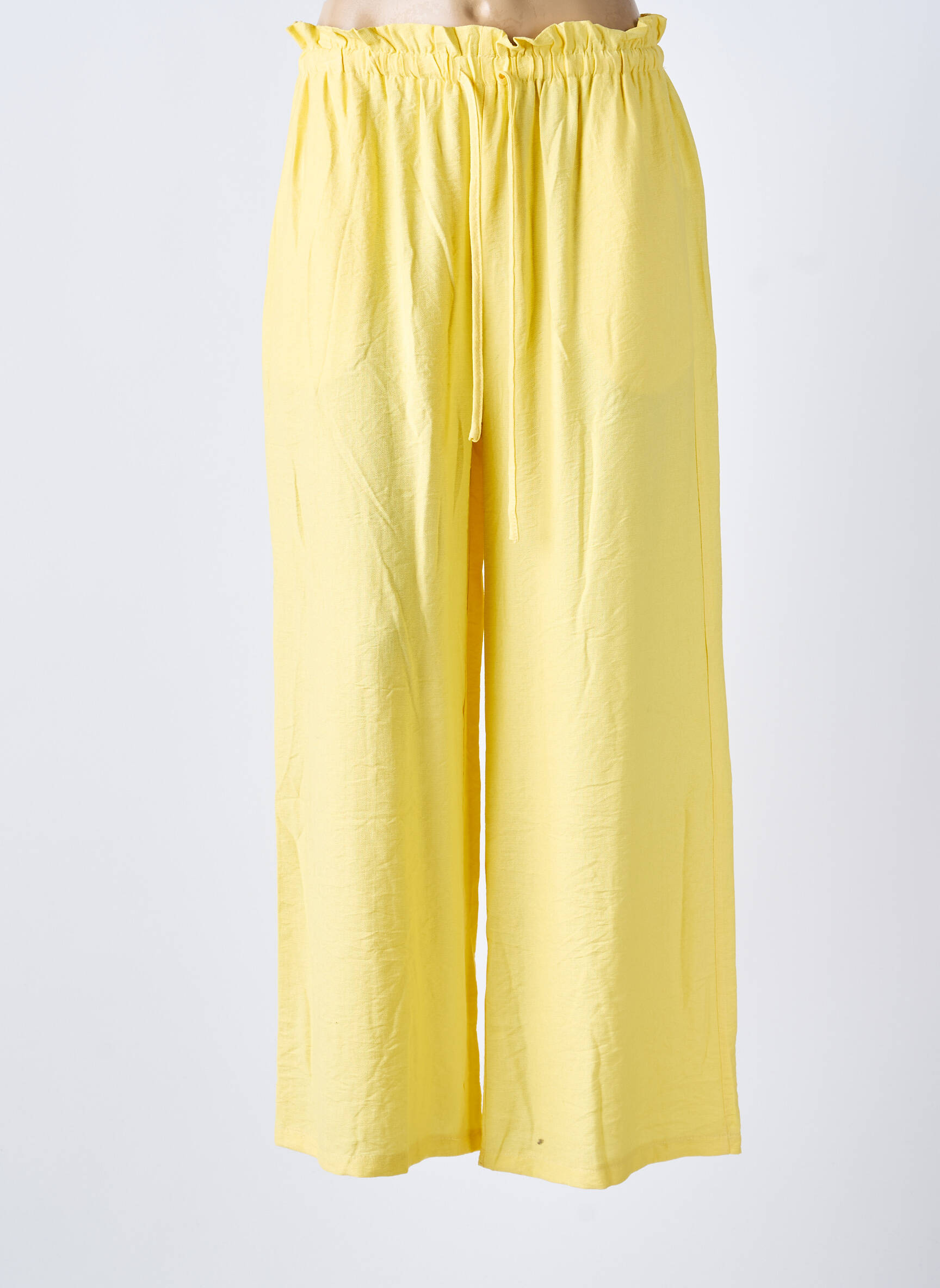 Pantalon droit stretch taille normale jaune KILKY femme