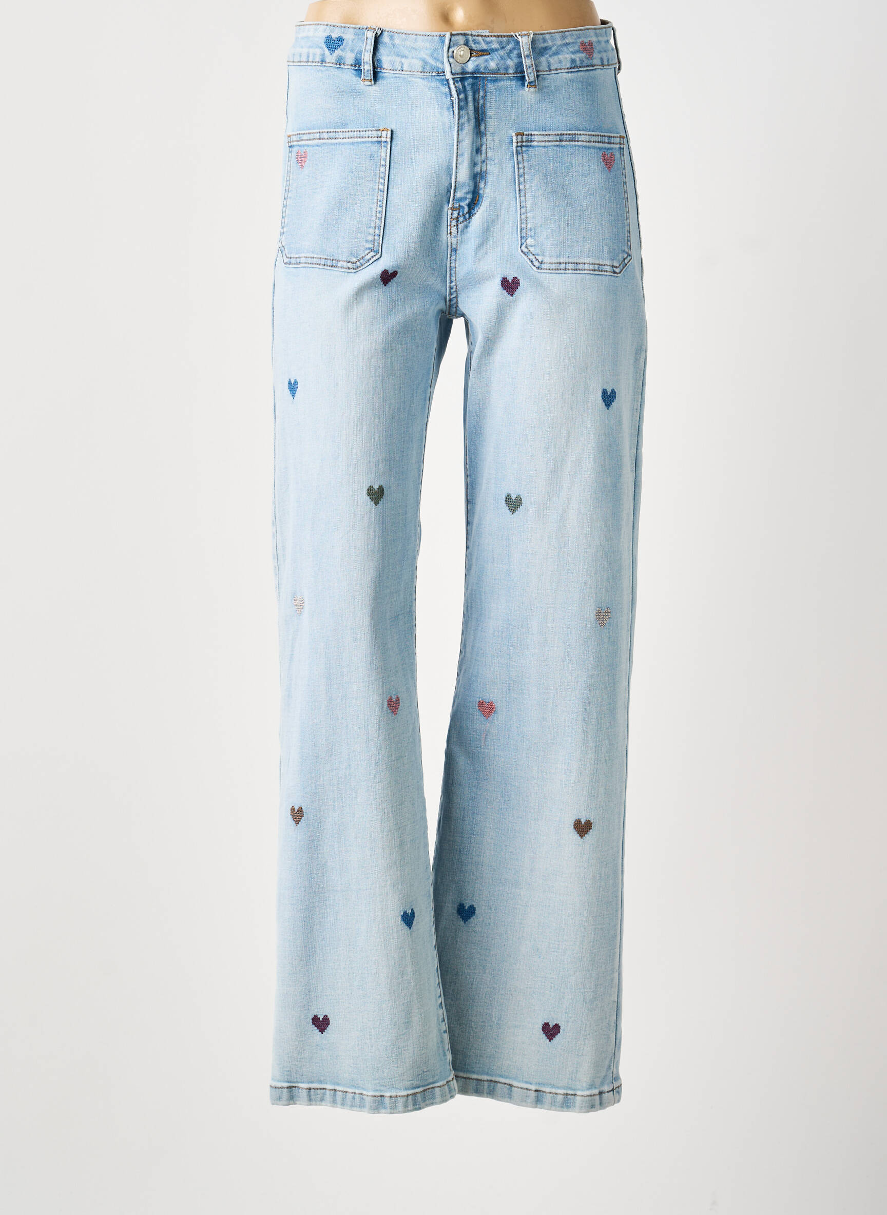 Jeans coupe droite taille normale taille normale bleu MAISON ONADO femme