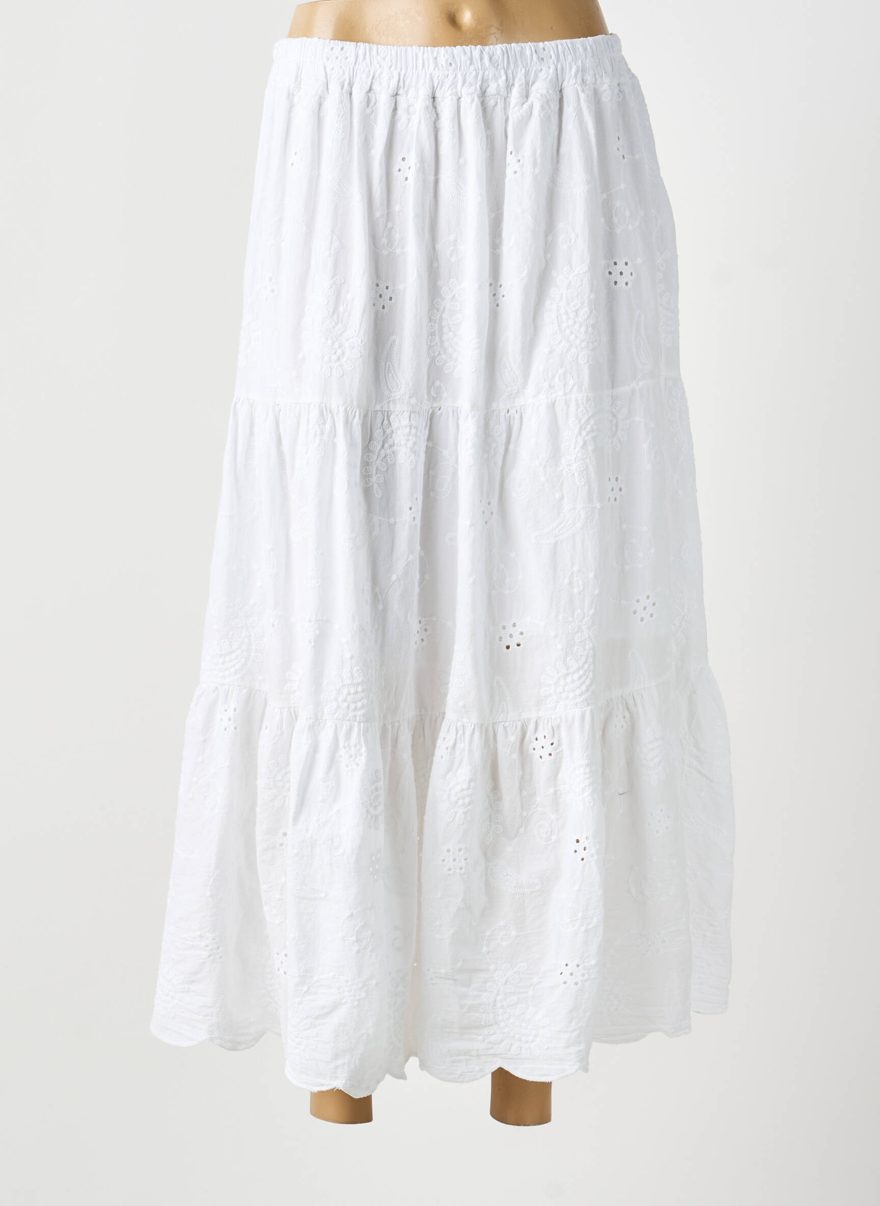 Jupe mi-longue taille normale blanc ANDROMEDE femme