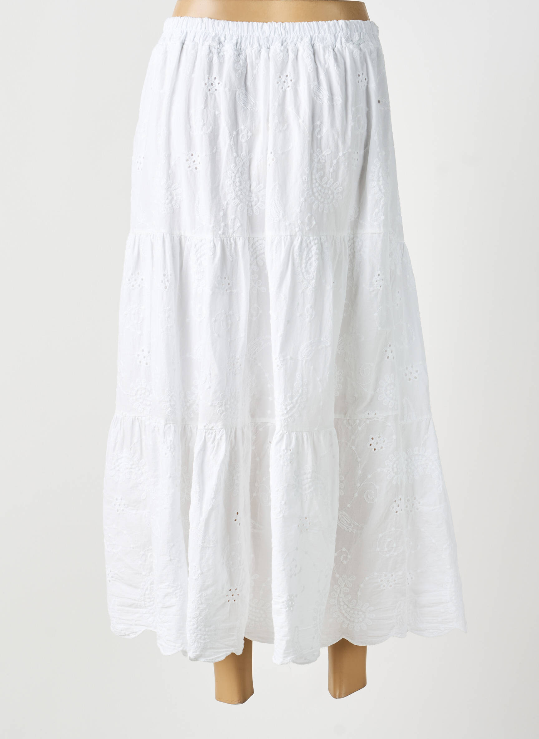 Jupe mi-longue taille normale blanc ANDROMEDE femme