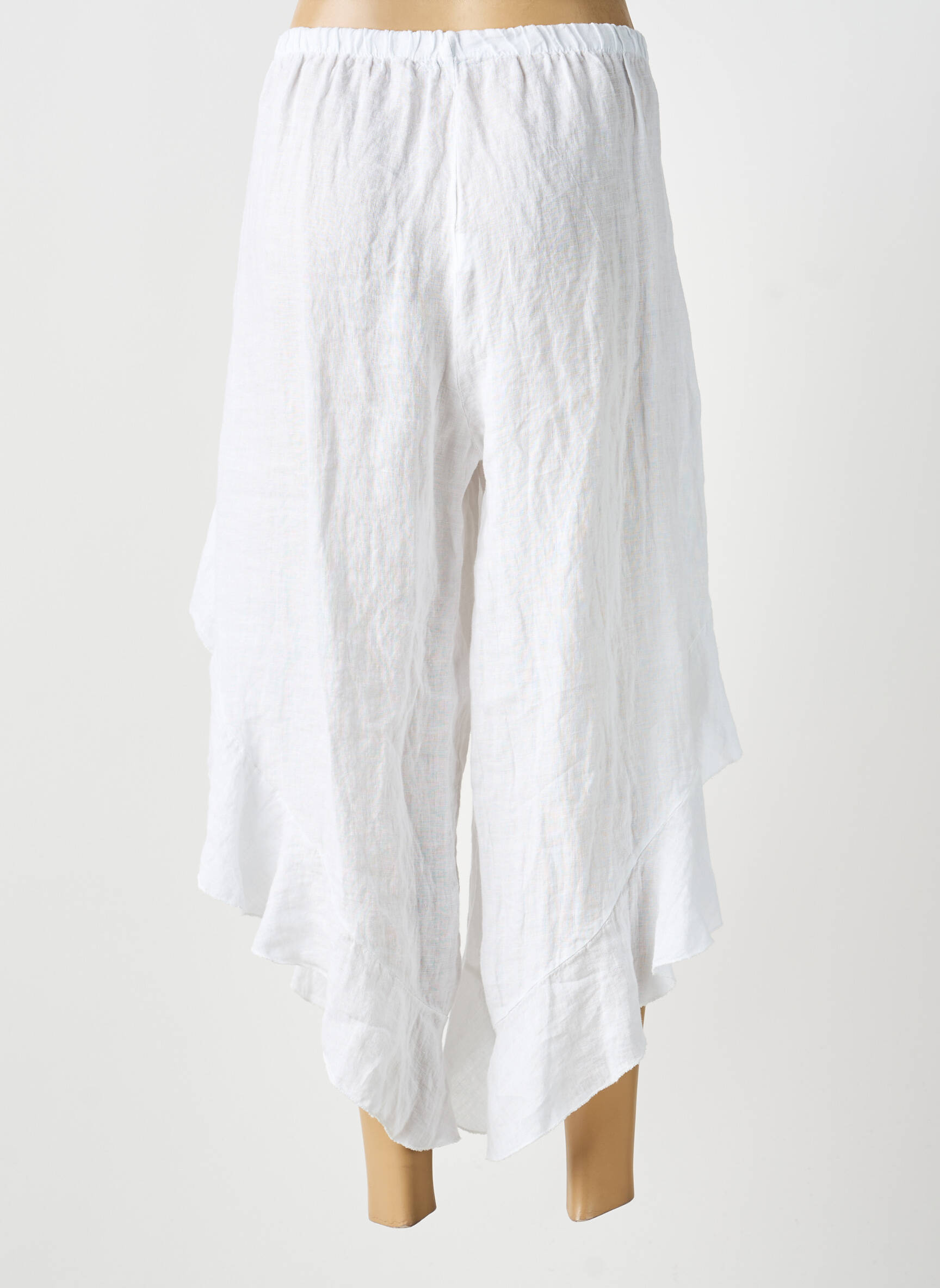 Pantacourt taille élastique taille normale blanc PURO LINO femme