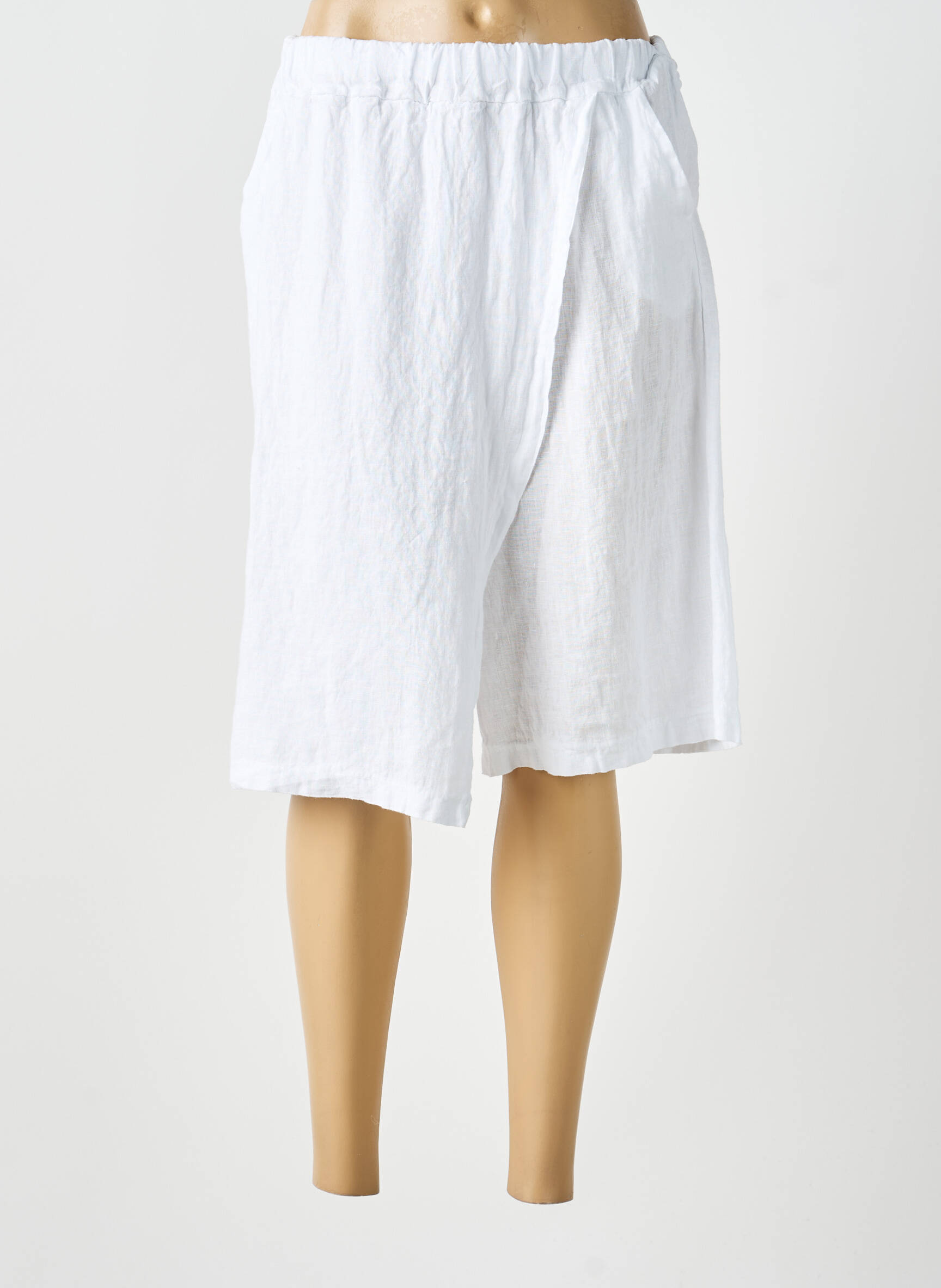Bermuda taille élastique taille normale blanc PURO LINO femme