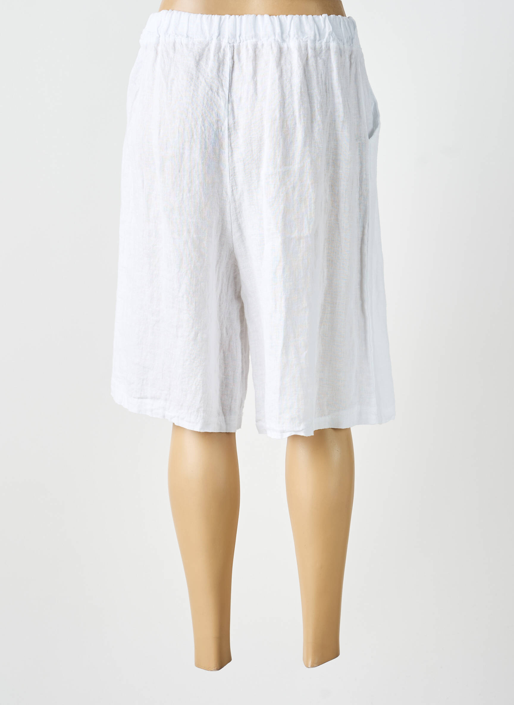 Bermuda taille élastique taille normale blanc PURO LINO femme