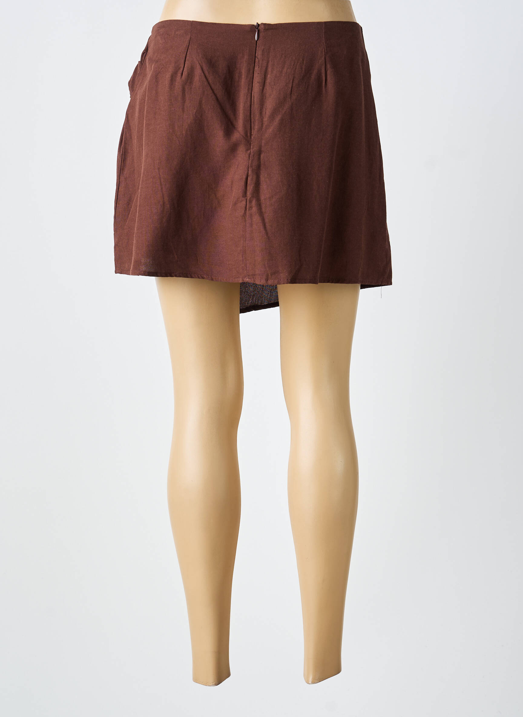 Jupe short coupe droite marron KILKY femme