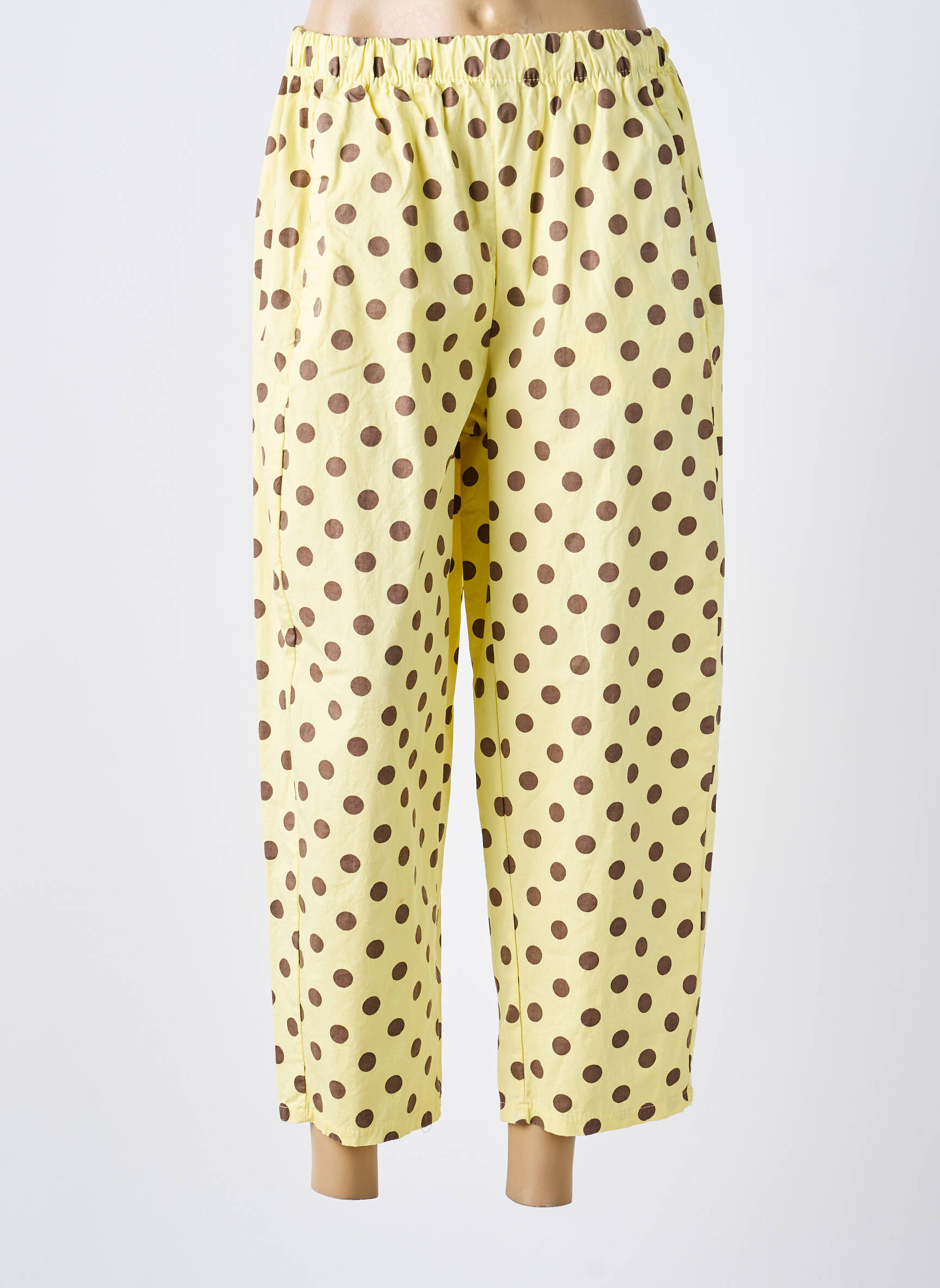 Pantalon droit stretch taille normale jaune FARFALLA femme