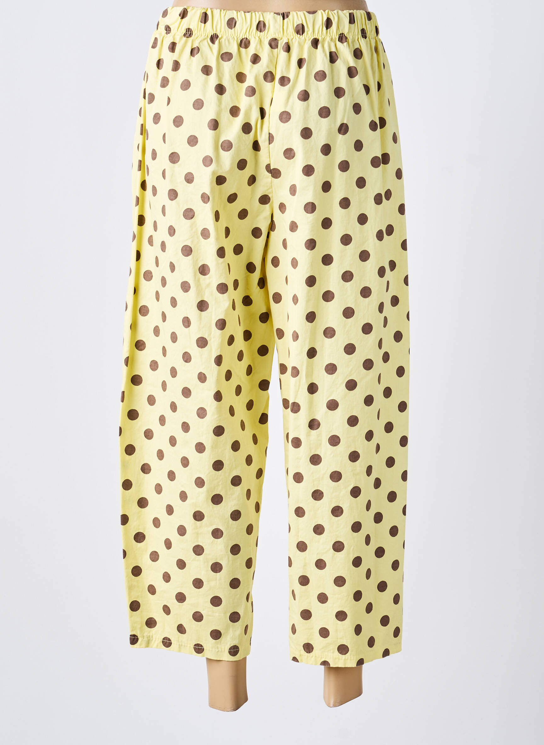 Pantalon droit stretch taille normale jaune FARFALLA femme