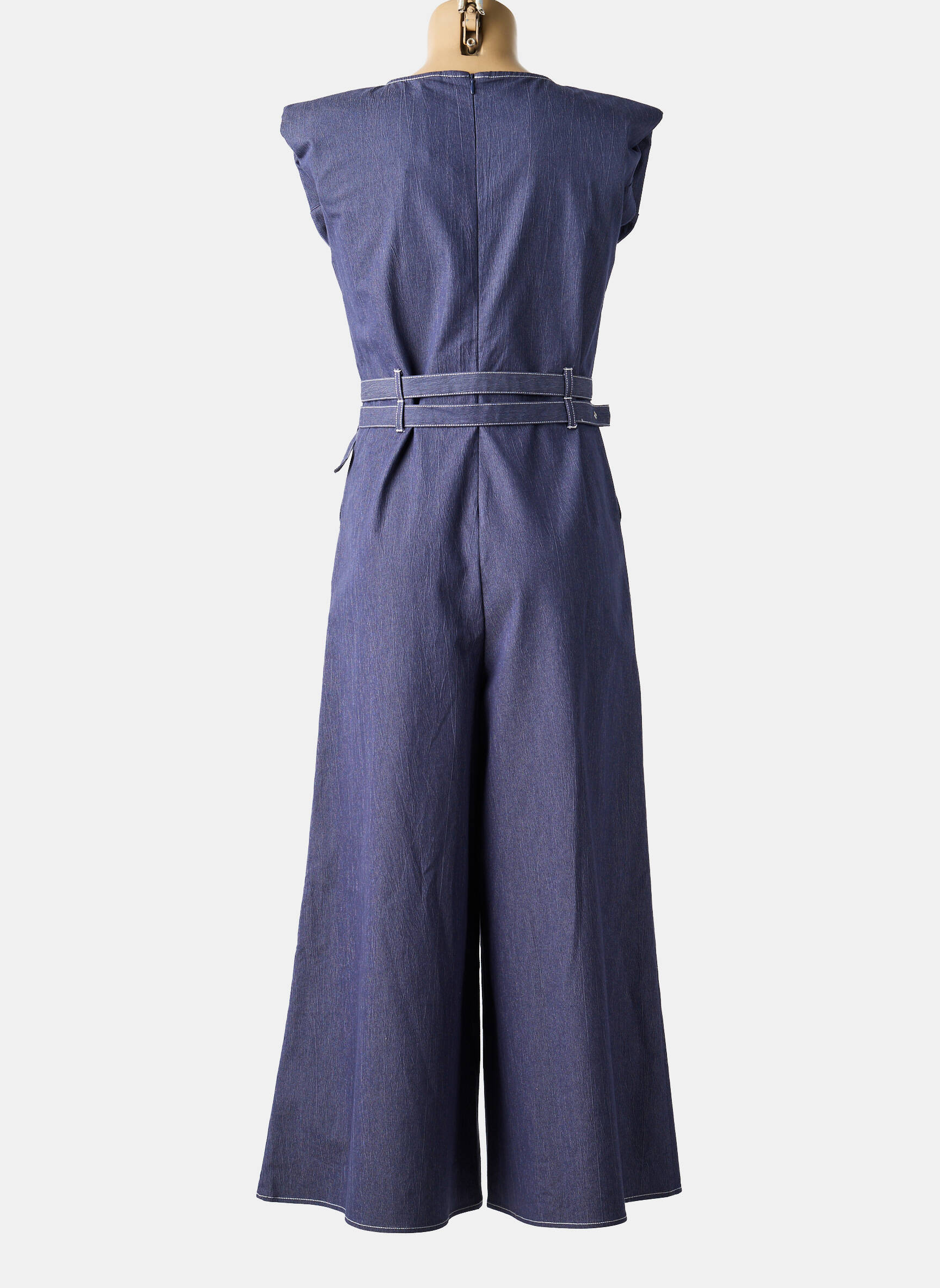 Combi-pantalon fermeture zippée au dos manches courtes bleu Y.A.S femme