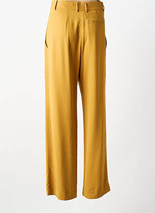 Pantalon large tissage crêpe taille haute jaune FORTE-FORTE femme