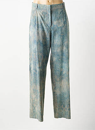 Pantalon droit tissage crêpe taille haute bleu ROSEANNA femme
