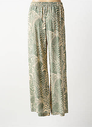 Pantalon large tissage popeline taille normale vert MOMONI femme