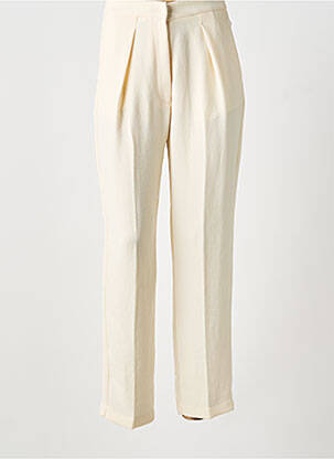 Pantalon droit tissage crêpe taille haute beige FORTE-FORTE femme