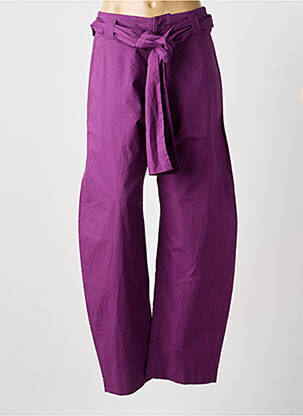 Pantalon droit tissage popeline taille normale violet LAURENCE BRAS femme