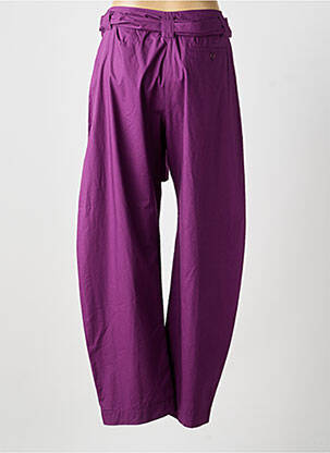 Pantalon droit tissage popeline taille normale violet LAURENCE BRAS femme