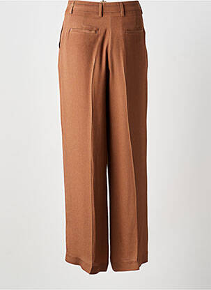 Pantalon large tissage crêpe taille haute marron MOMONI femme