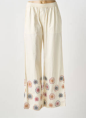 Pantalon large tissage popeline beige STELLA FOREST femme