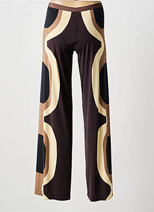 Pantalon large coupe fluide taille normale marron SIYU femme
