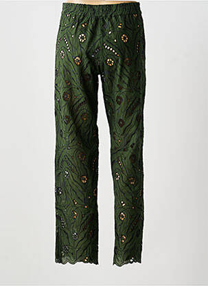 Pantalon droit tissage popeline taille normale vert ROSEANNA femme