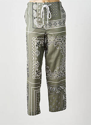 Pantalon droit tissage popeline taille normale vert DESTIN femme